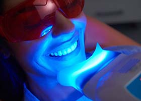 patient getting their teeth whitened in the dental office