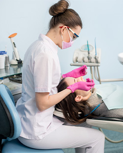 Patient getting a dental cleaning